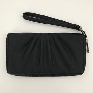 Slim black continental wristlet wallet